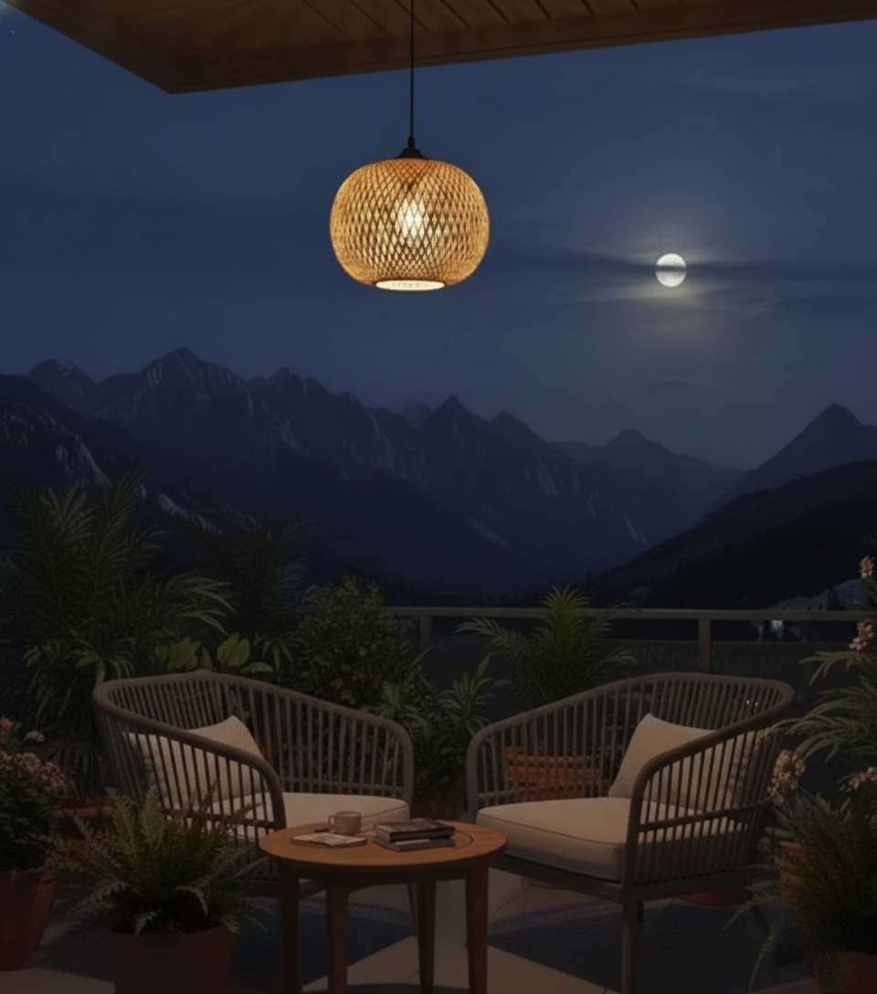 Hand-Woven Bamboo Wicker Ceiling Lamp For Home