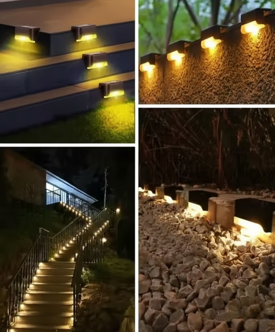 Step Lights Waterproof LED Solar Power Outdoor Fence Light for Deck Stair Railing