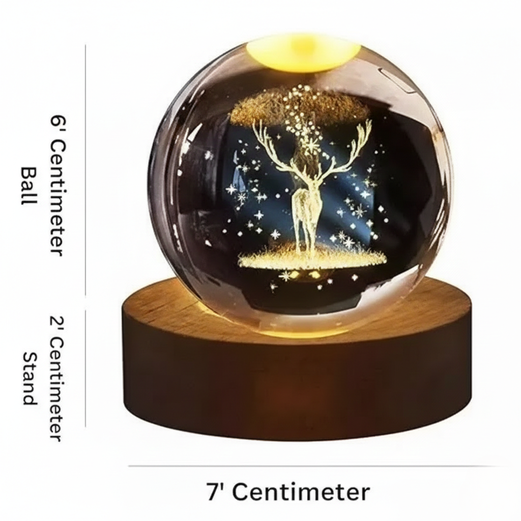 Glass Lamp 3D Ball Night Lamp with Base for Living Room