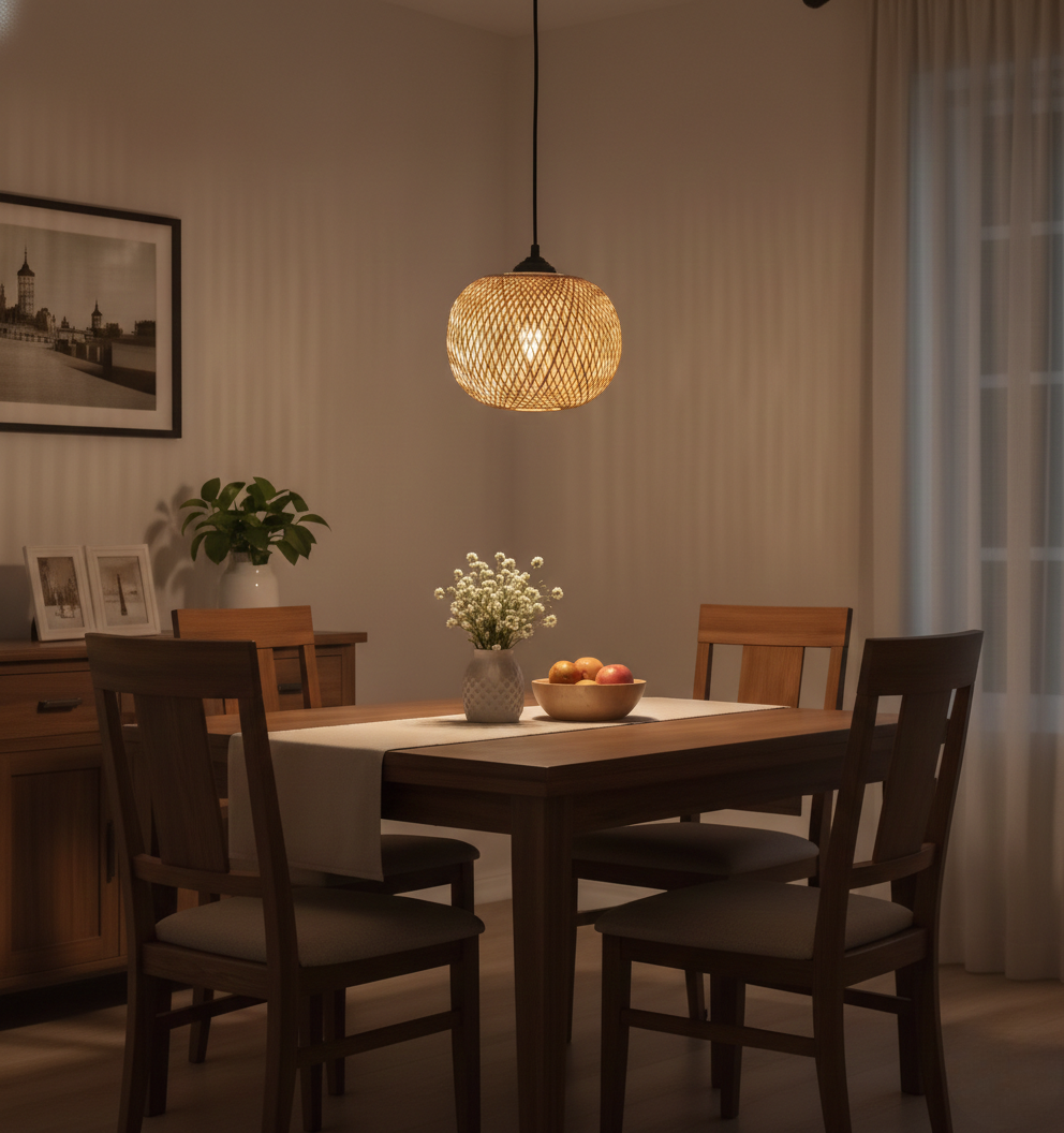 Hand-Woven Bamboo Wicker Ceiling Lamp For Home