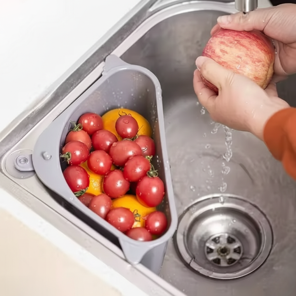 Multi-functional kitchen triangle drain sink storage rack