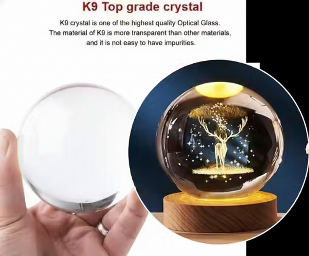 Glass Lamp 3D Ball Night Lamp with Base for Living Room
