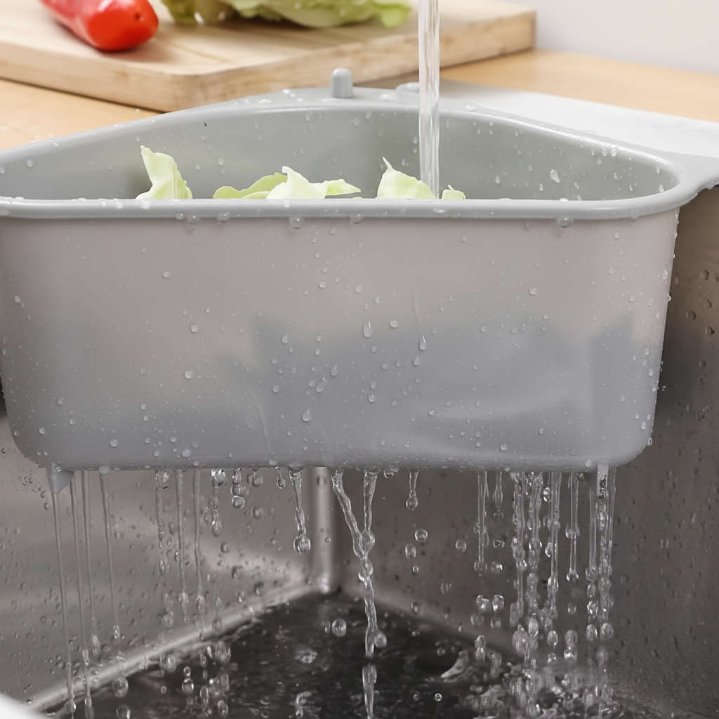 Multi-functional kitchen triangle drain sink storage rack