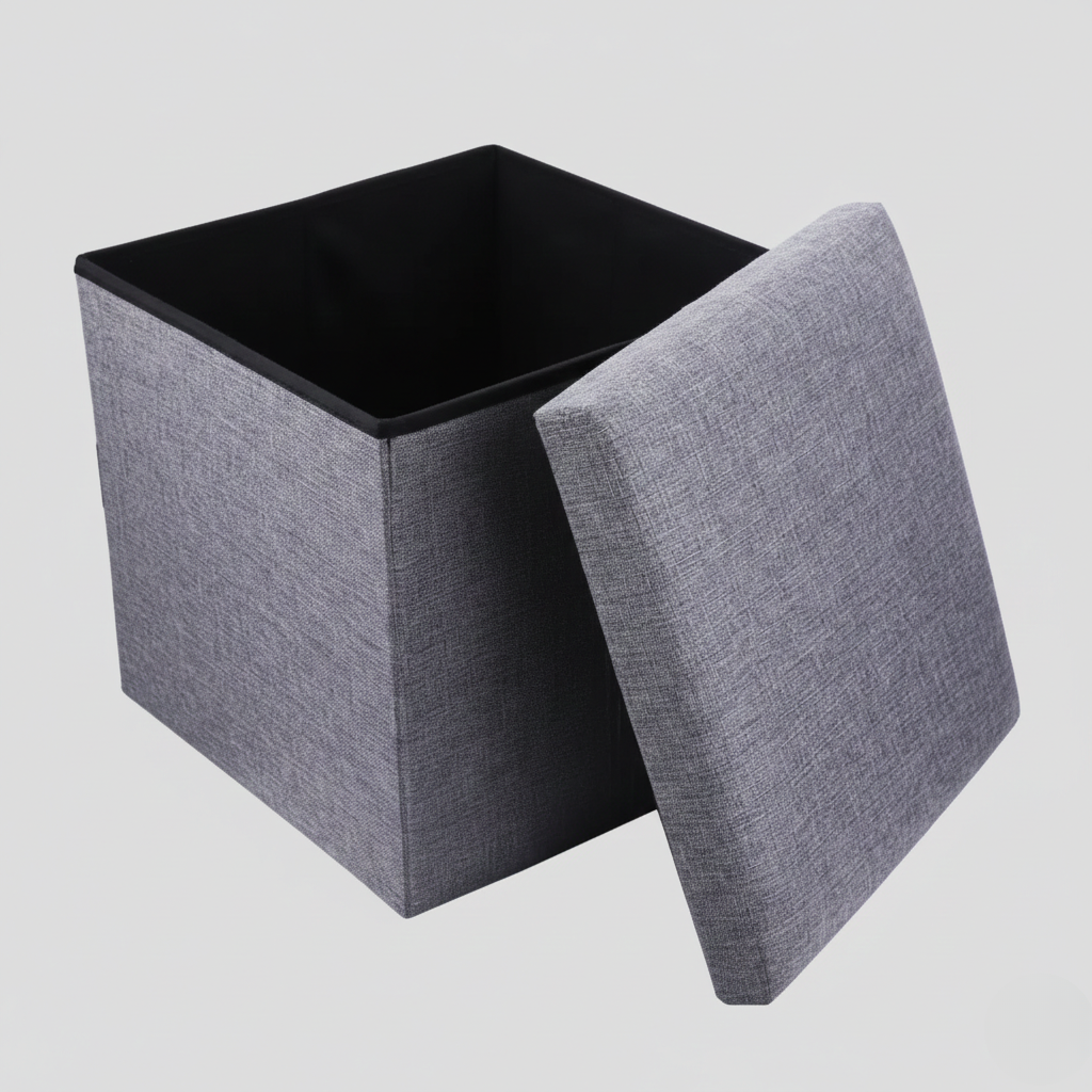 Foldable ottoman laundry square shape basket box storage