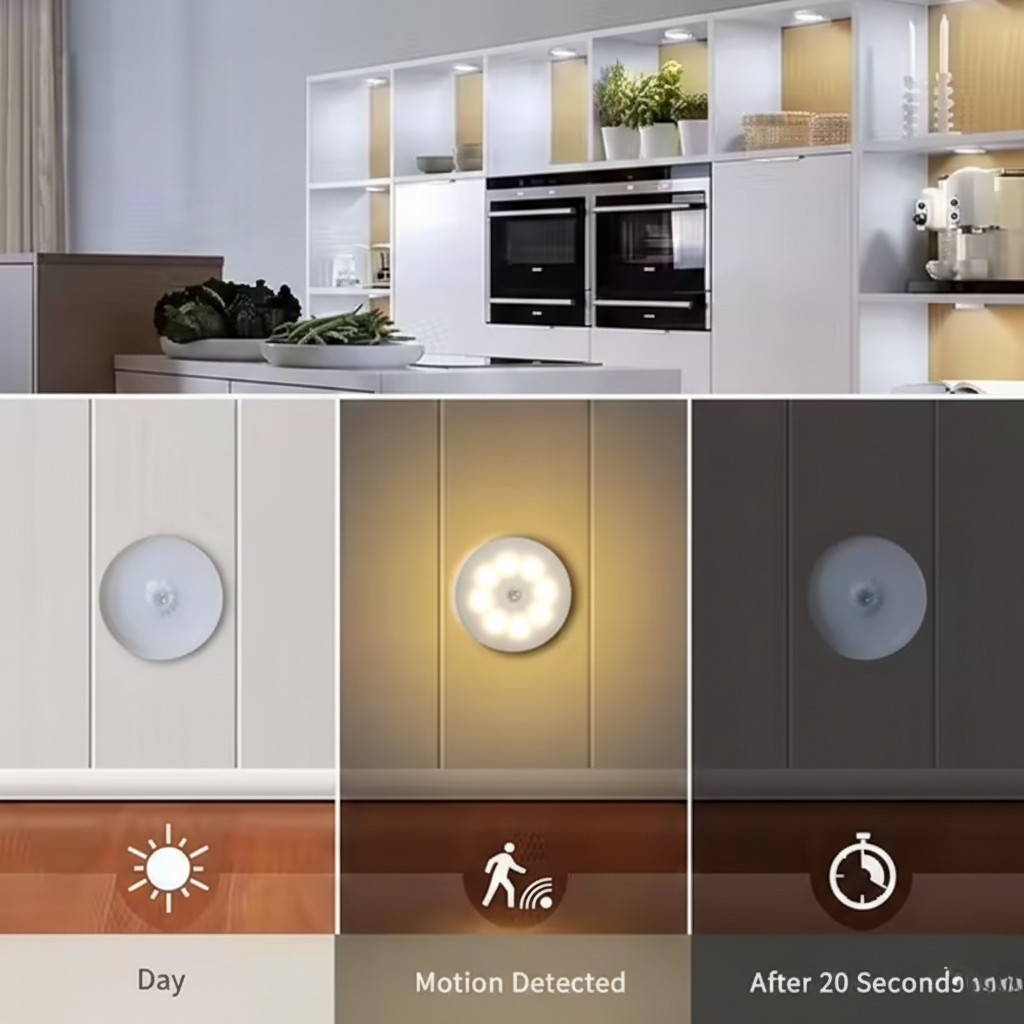 LED Motion Sensor Night Light | USB Rechargeable Body Induction Lamp with Auto On/Off |