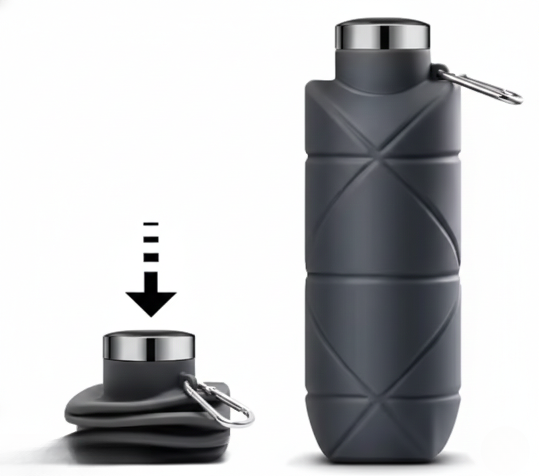 Pack of 1 – 700ml Foldable Silicone Water Bottle – Multicolor, Space-Saving, Leakproof