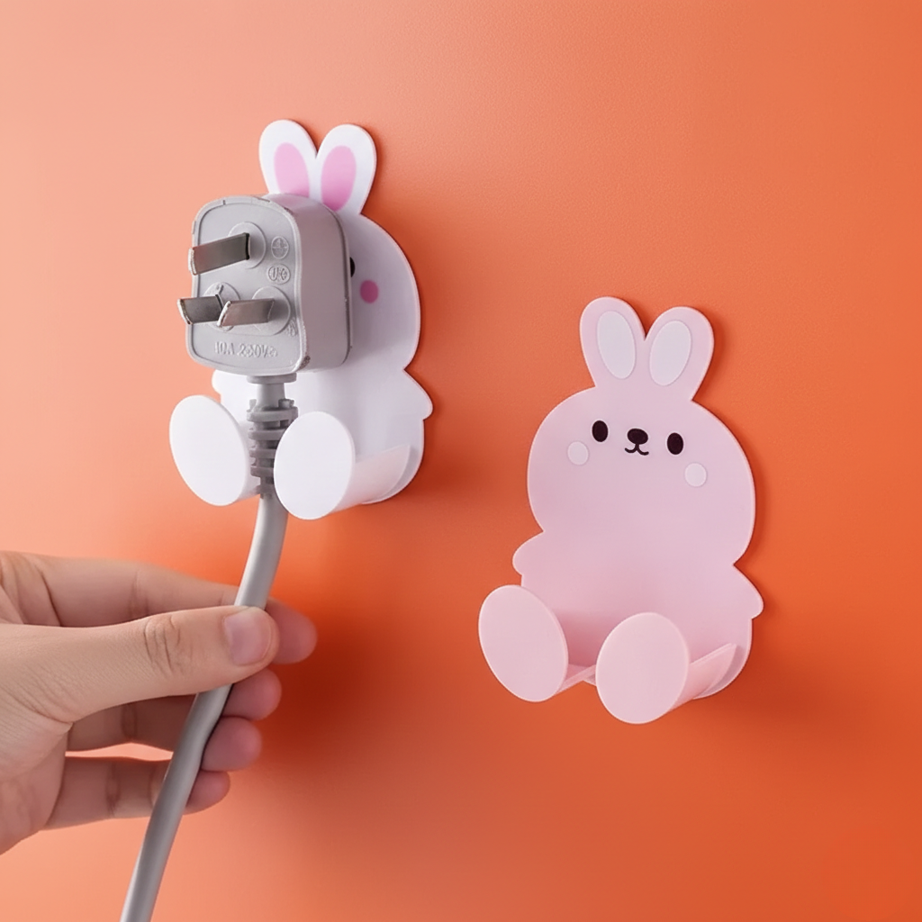 5 pcs Teddy Wire Holder Sticker Plastic Socket Hooks Wall