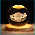 Saturn Planet Laser Engraved Crystal Lamp