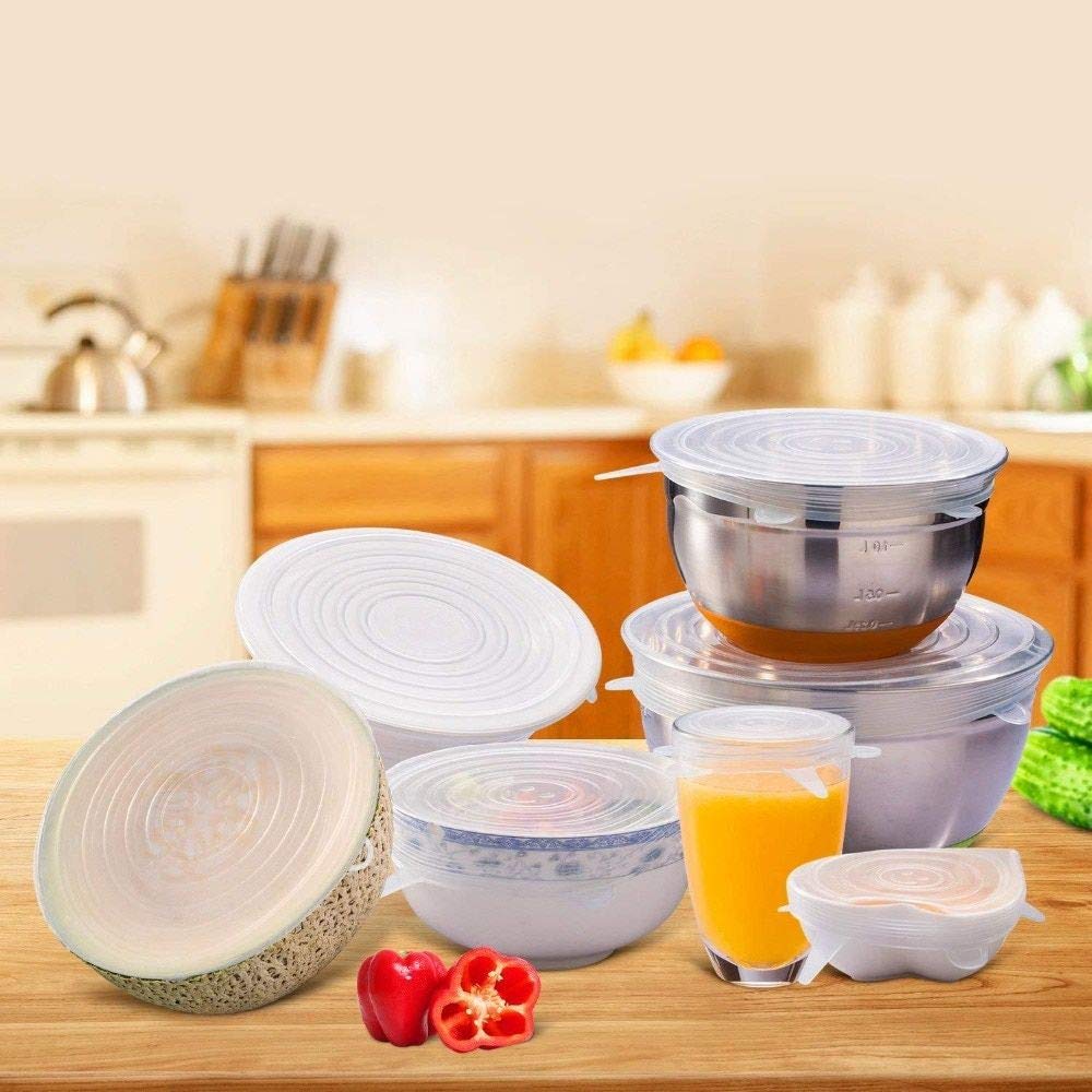 Silicone Stretch Lids Reusable Microwave Safe Flexible Covers