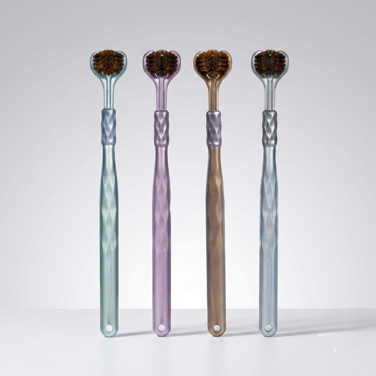 Triple-Sided Soft Bristle Toothbrush with Tongue