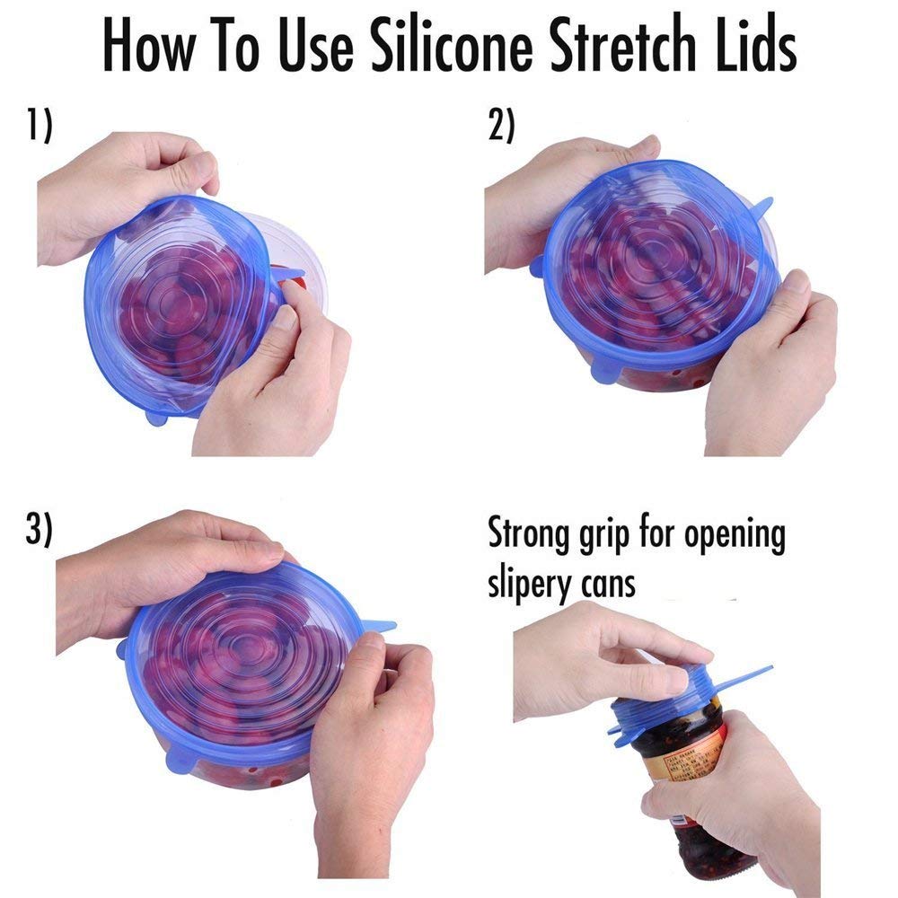 Silicone Stretch Lids Reusable Microwave Safe Flexible Covers
