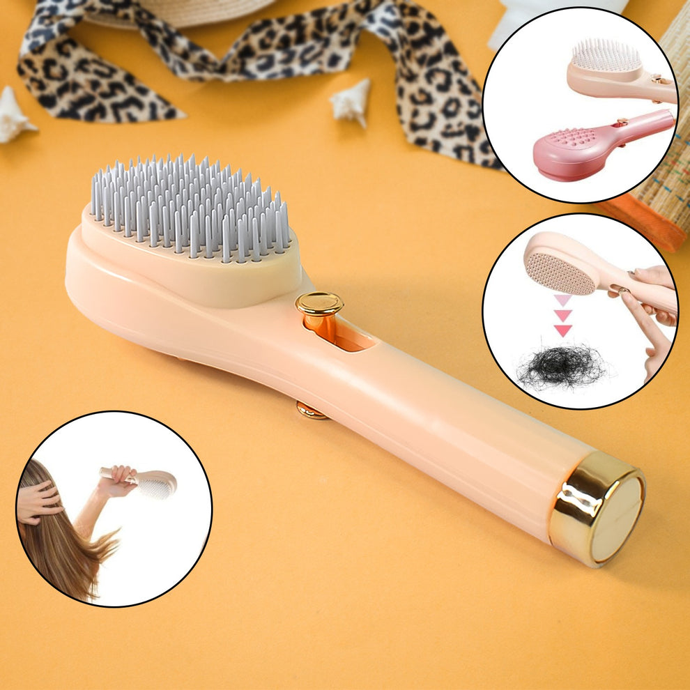 Self cleaning anti-static massage hair comb