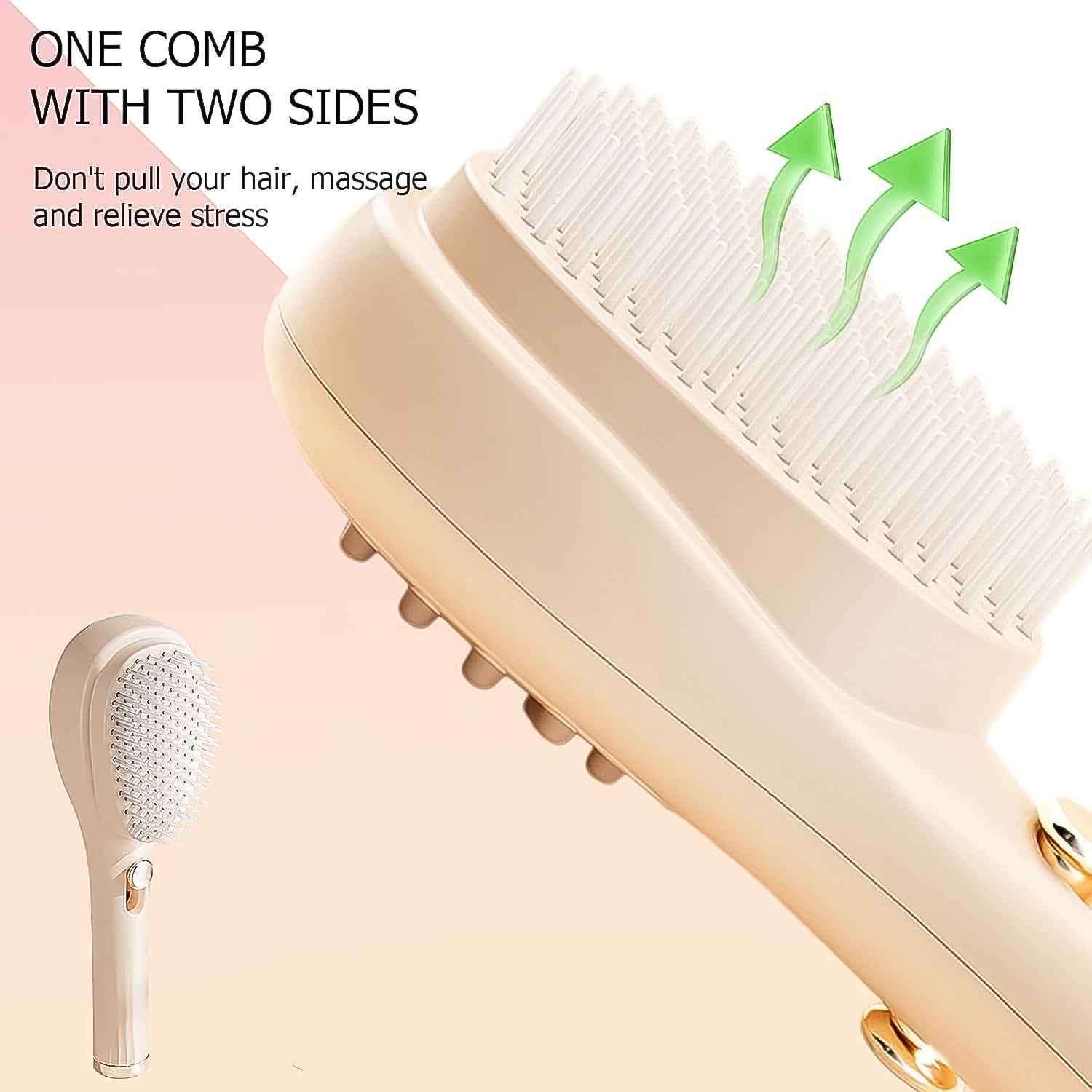 Self cleaning anti-static massage hair comb
