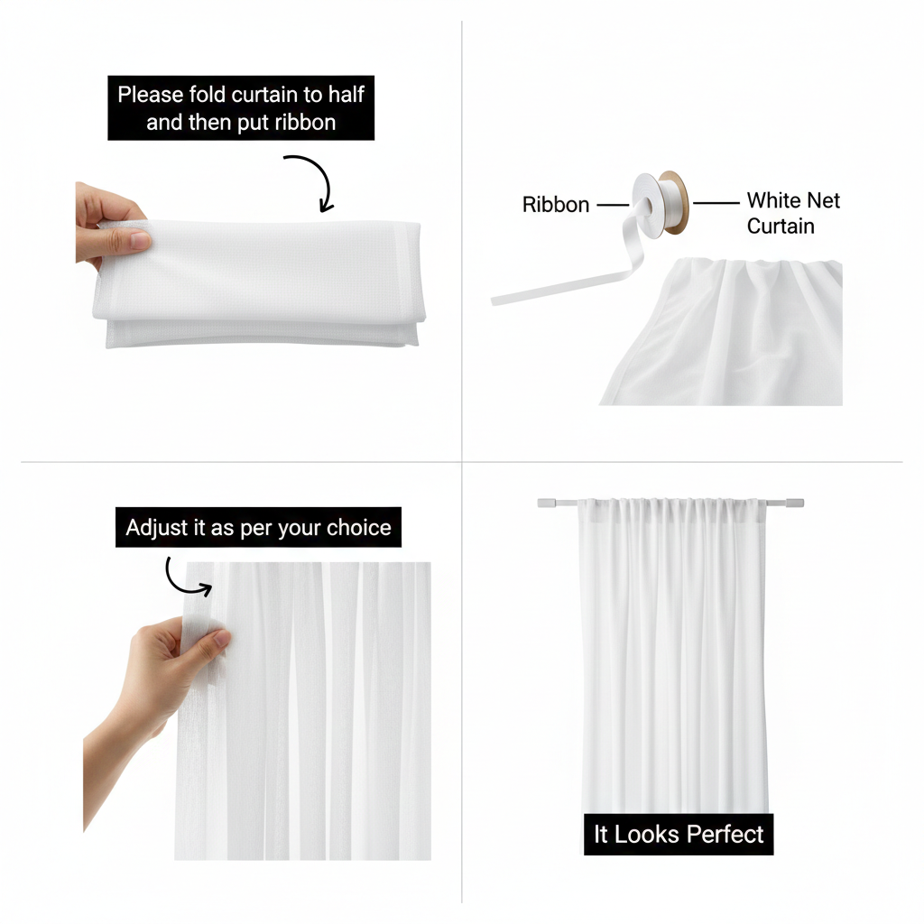 White Net Curtain for Decoration with Fairy Lights