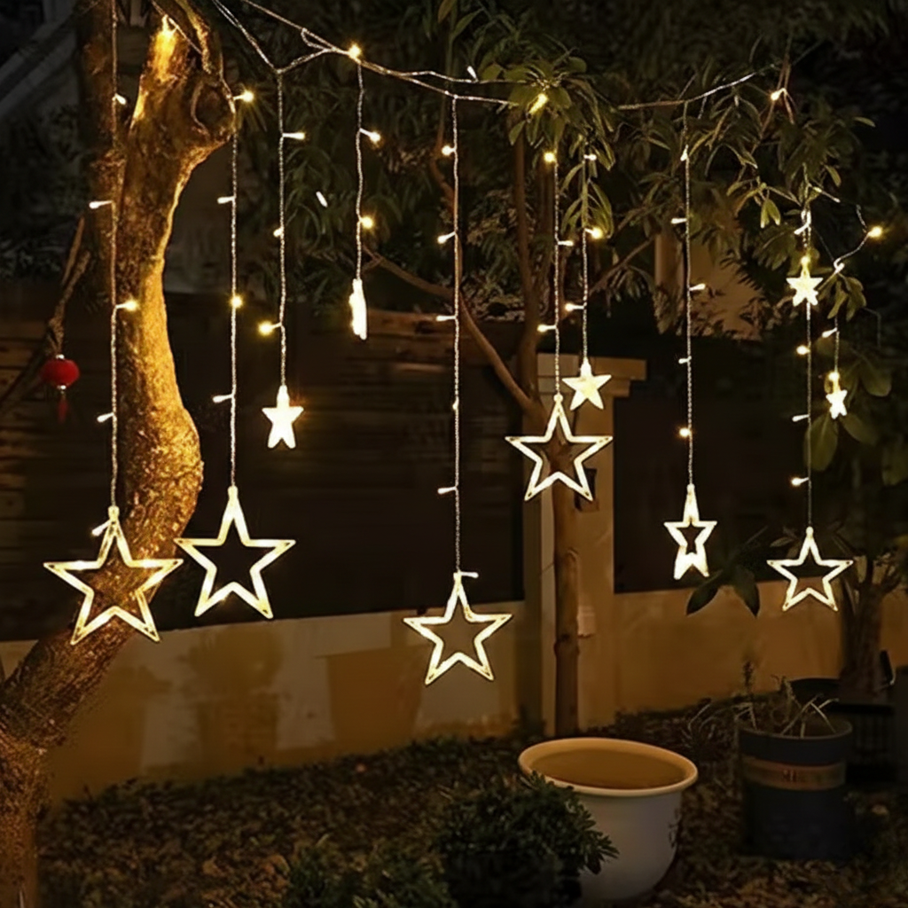 Plastic Decorative Star Curtain LED Lights for Diwali