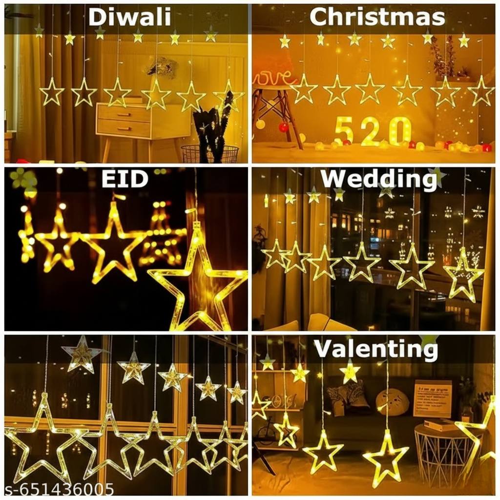 Plastic Decorative Star Curtain LED Lights for Diwali
