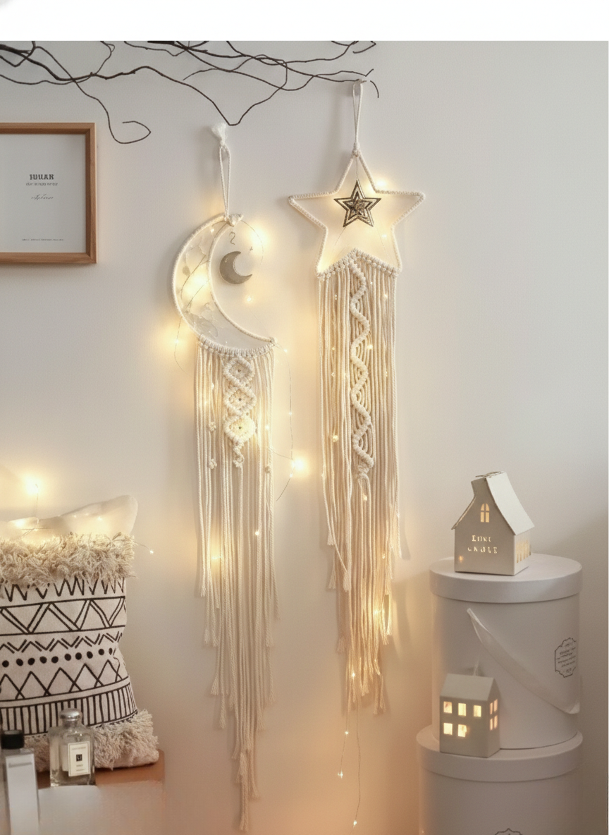 Macrame dream catcher star moon macrame handmade