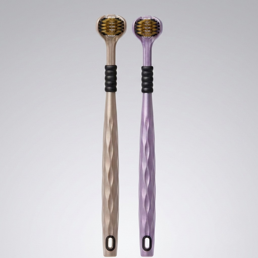 Triple-Sided Soft Bristle Toothbrush with Tongue