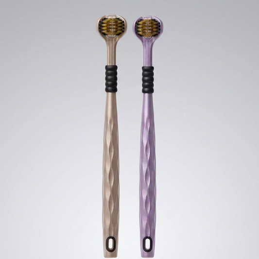 Triple-Sided Soft Bristle Toothbrush with Tongue