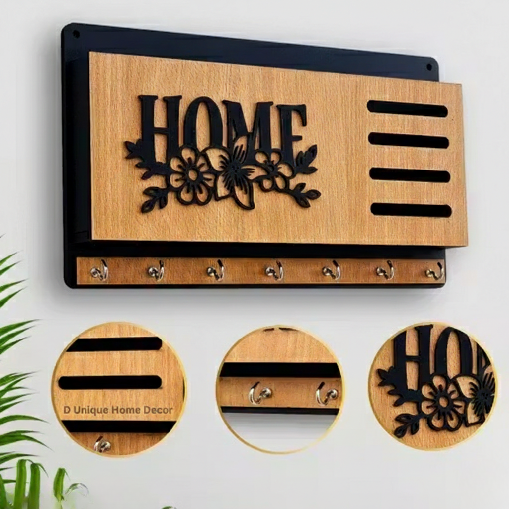 Wooden Key Holder With Mobile Stand For Wall