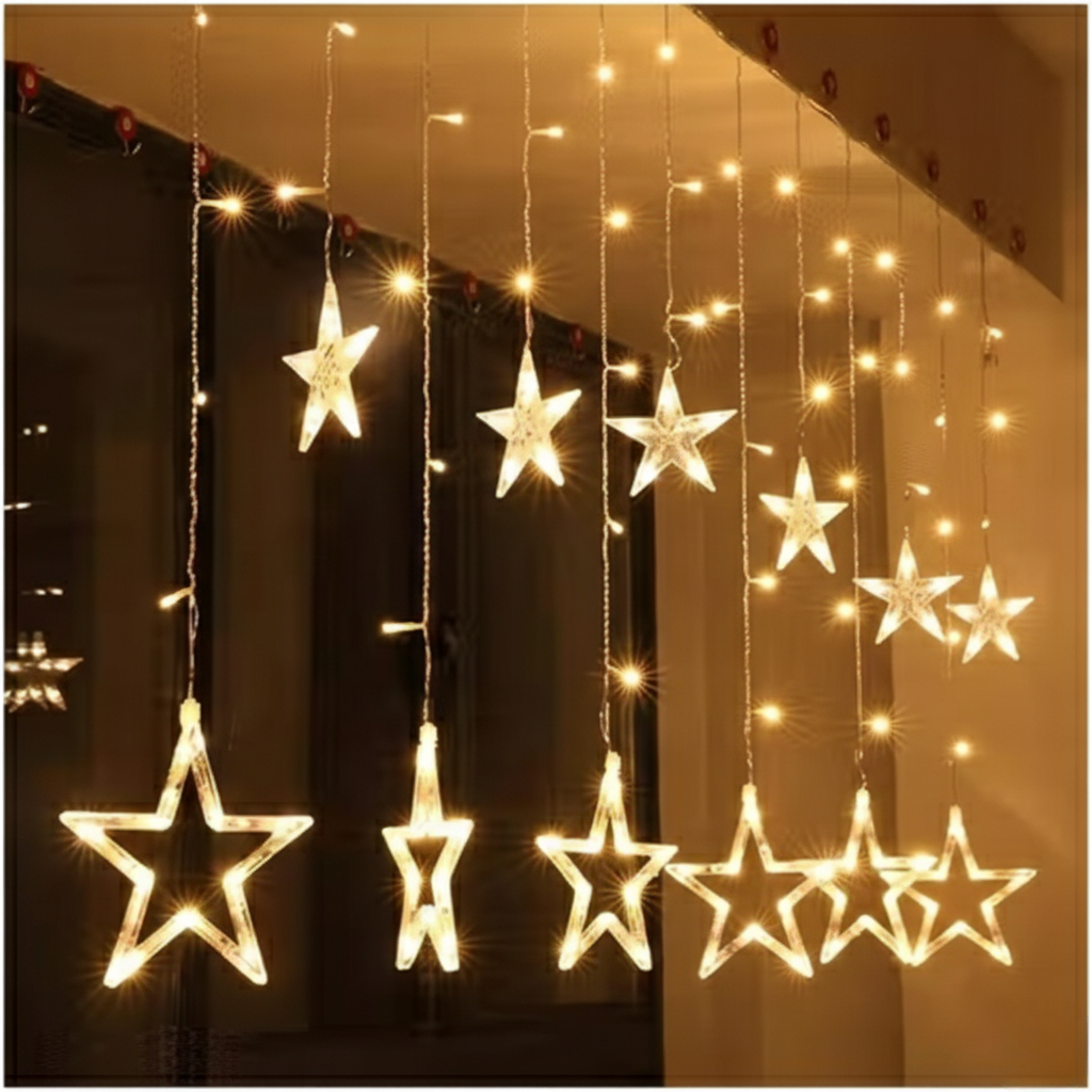 Plastic Decorative Star Curtain LED Lights for Diwali